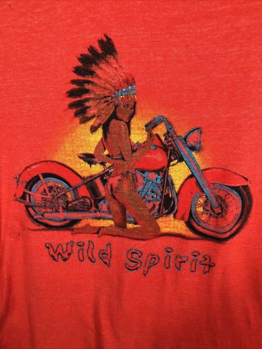 W2W T Shirt Men’s Indian Wild Spirit Red Biker Shirt Size Adult Large￼ - Picture 8 of 10